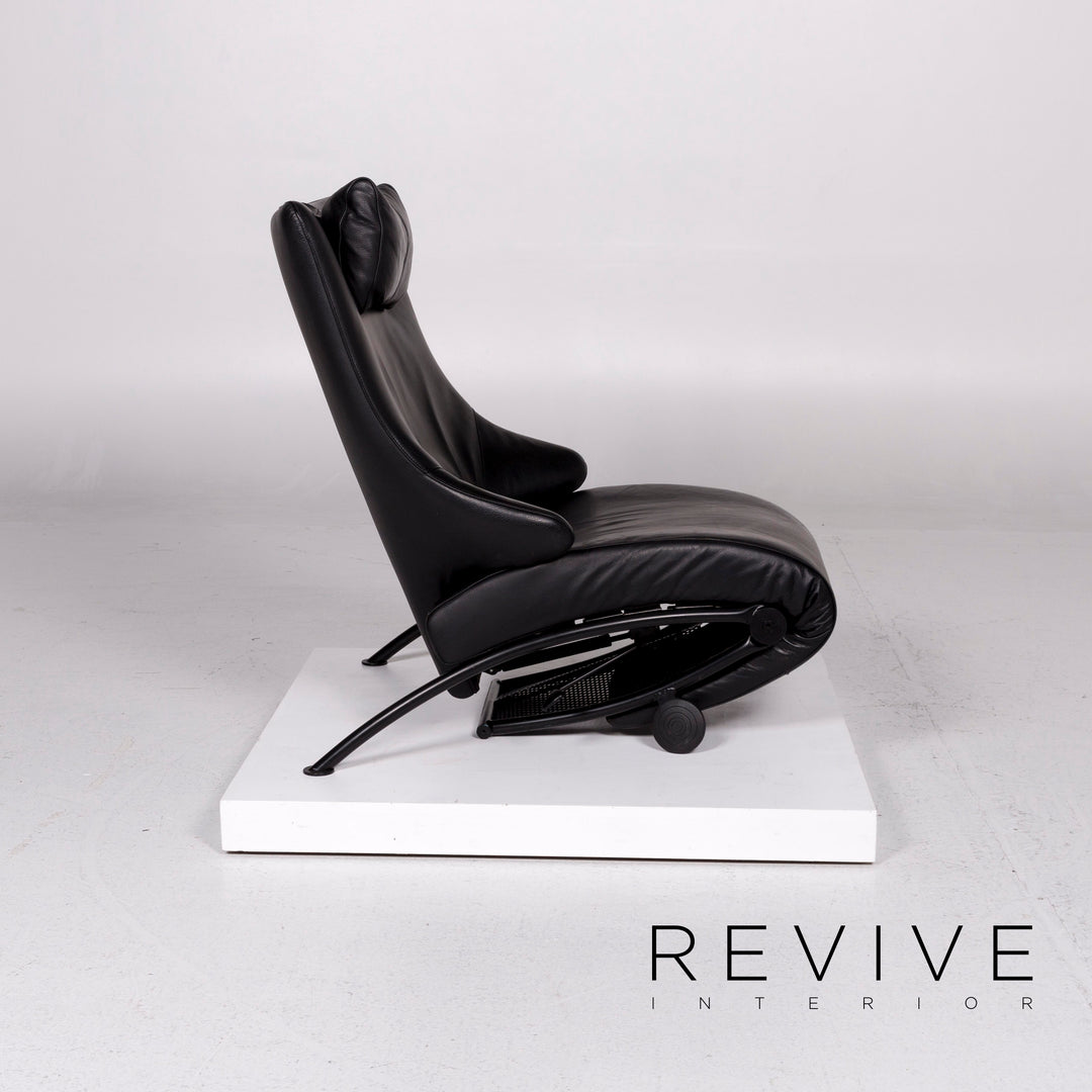 WK Wohnen Solo 699 Leather Armchair Black Relaxation Function Relaxation Armchair #11339