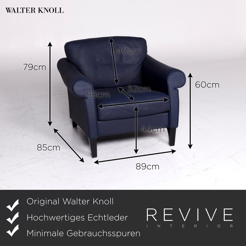 Walter Knoll Designer Leder Sofa Garnitur Blau Zweisitzer Sessel 