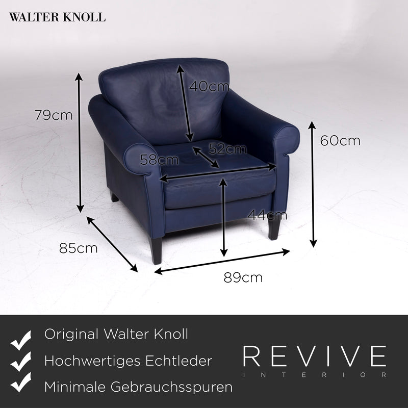 Walter Knoll Designer Leder Sofa Garnitur Blau Zweisitzer Sessel 