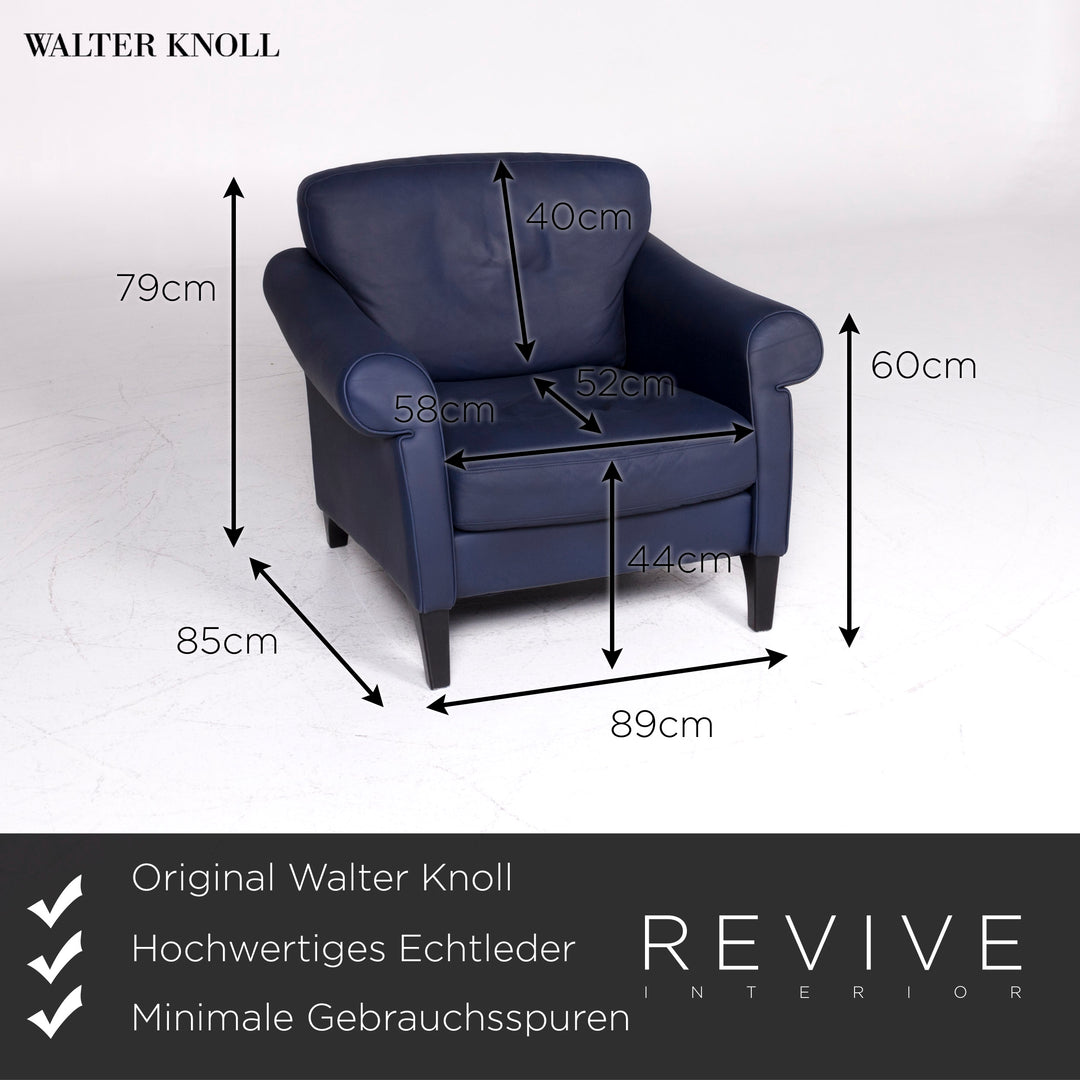 Walter Knoll Designer Leder Sofa Garnitur Blau Zweisitzer Sessel #9271