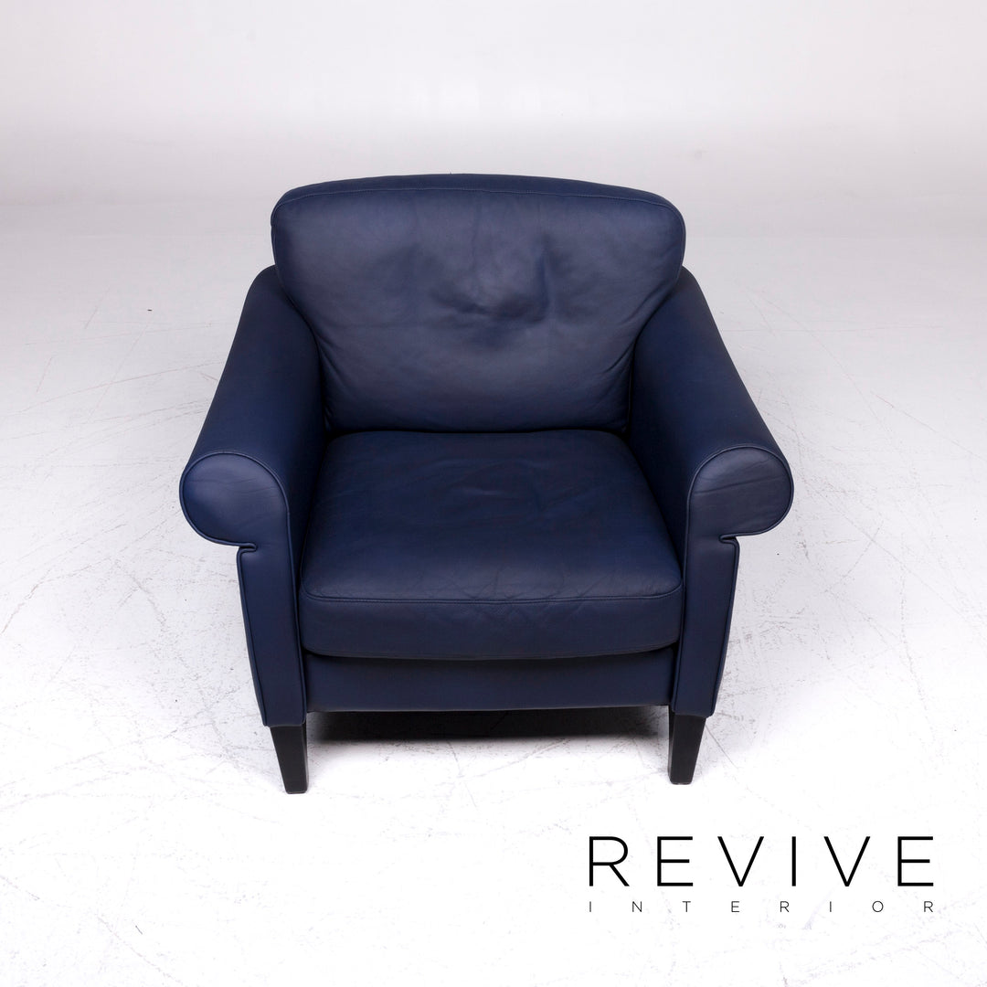 Walter Knoll Designer Leder Sofa Garnitur Blau Zweisitzer Sessel #9271