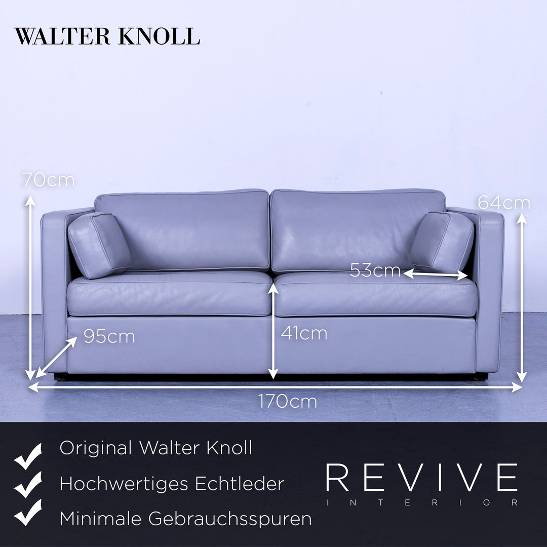 Walter Knoll Designer Leder Sofa Grau Zweisitzer Couch Echtleder #5741