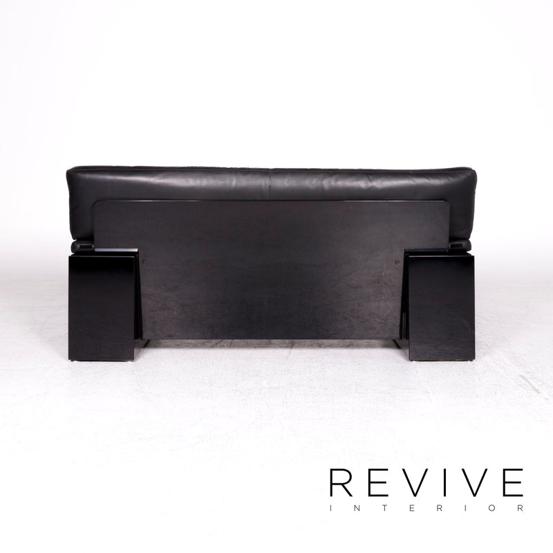 Knoll International Brigadier Leder Sofa Schwarz Cini Boeri Zweisitzer Couch 
