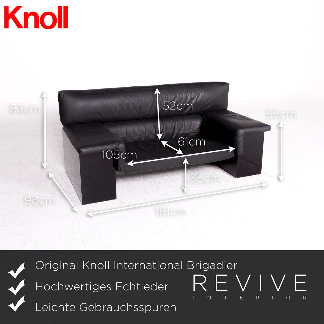 Knoll International Brigadier Leder Sofa Garnitur Schwarz Cini Boeri Zweisitzer #9097
