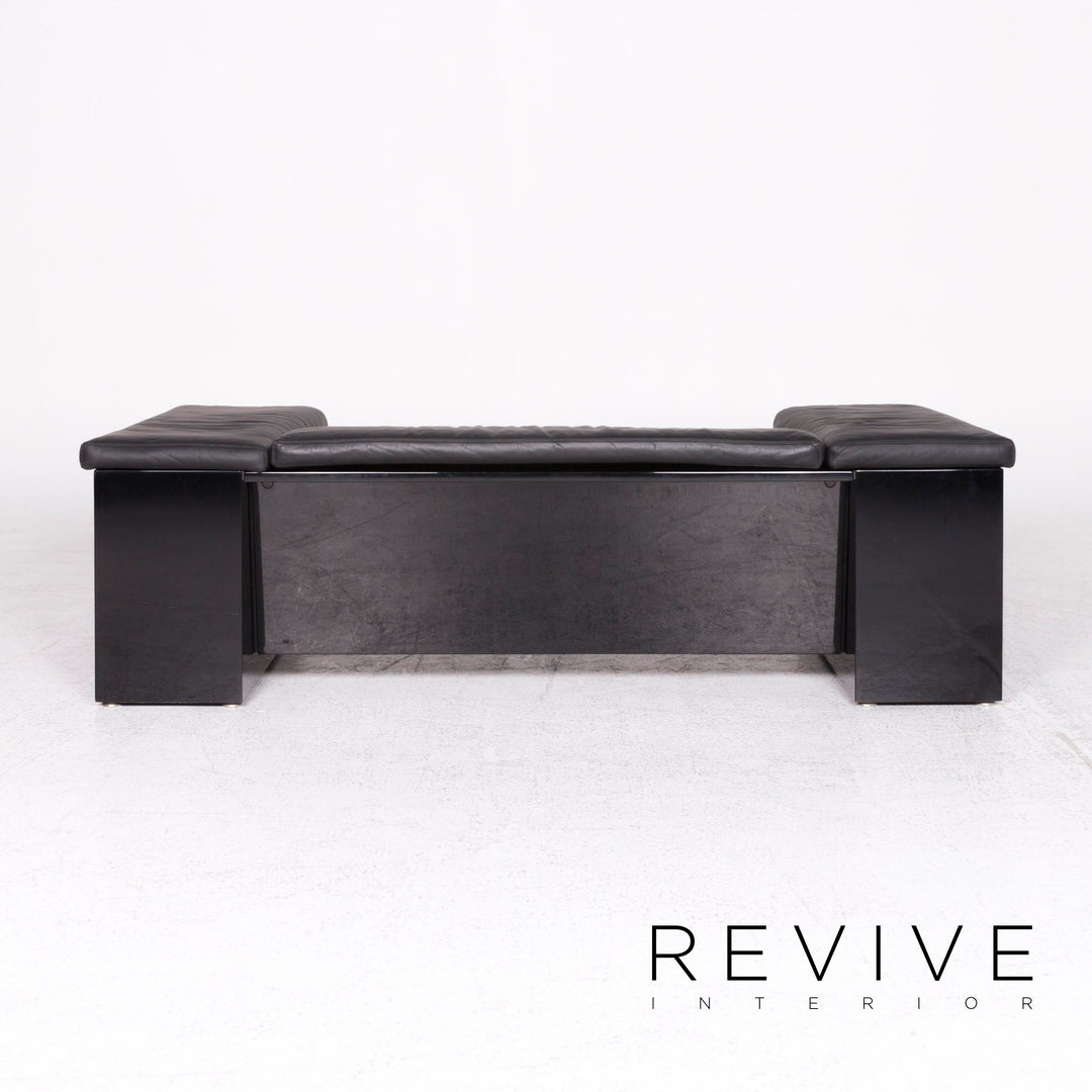Knoll International Brigadier Leder Sofa Garnitur Schwarz Cini Boeri Zweisitzer #9097