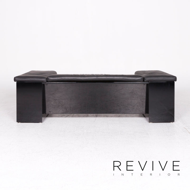 Knoll International Brigadier Leder Sofa Garnitur Schwarz Cini Boeri Zweisitzer #9097