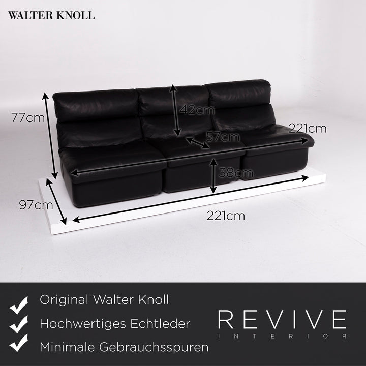 Walter Knoll Leder Sofa Schwarz Dreisitzer Sessel Modul #10869