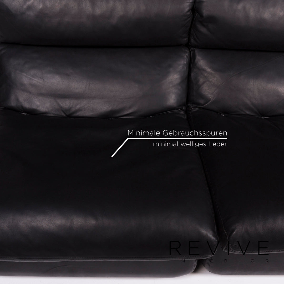 Walter Knoll Leder Sofa Schwarz Dreisitzer Sessel Modul #10869