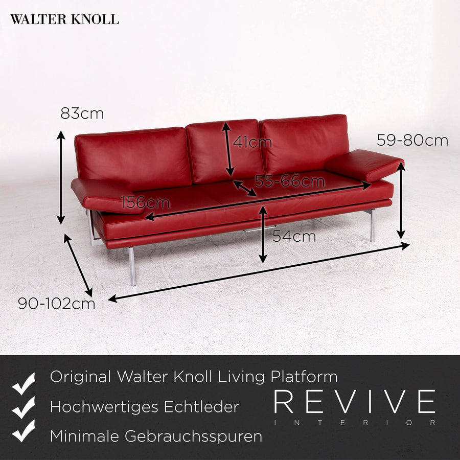 Walter Knoll Living Platform Leder Sofa Rot Dreisitzer Funktion EOOS Design #10134