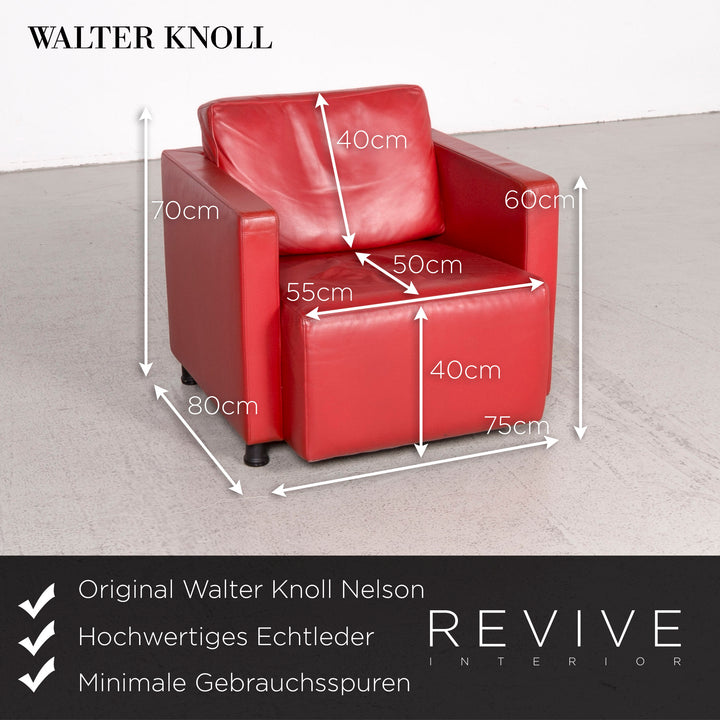 Walter Knoll Nelson Designer Leder Sessel Garnitur Rot Echtleder Stuhl #8073