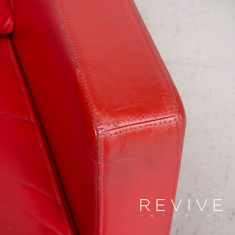 Walter Knoll Nelson Designer Leder Sessel Garnitur Rot Echtleder Stuhl 