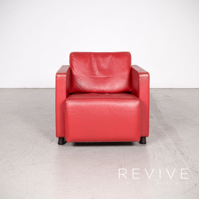 Walter Knoll Nelson Designer Leder Sessel Garnitur Rot Echtleder Stuhl 