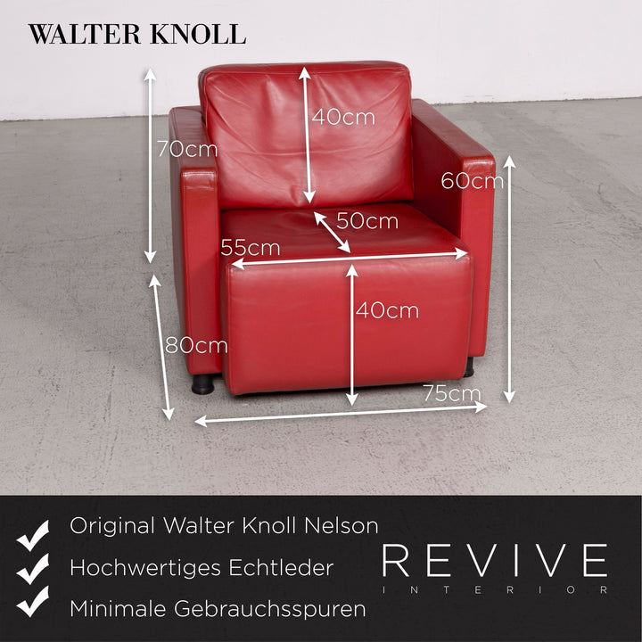 Walter Knoll Nelson Leder Sessel Rot Echtleder Stuhl #8055