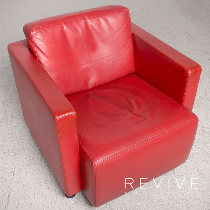 Walter Knoll Nelson Leder Sessel Rot Echtleder Stuhl #8055