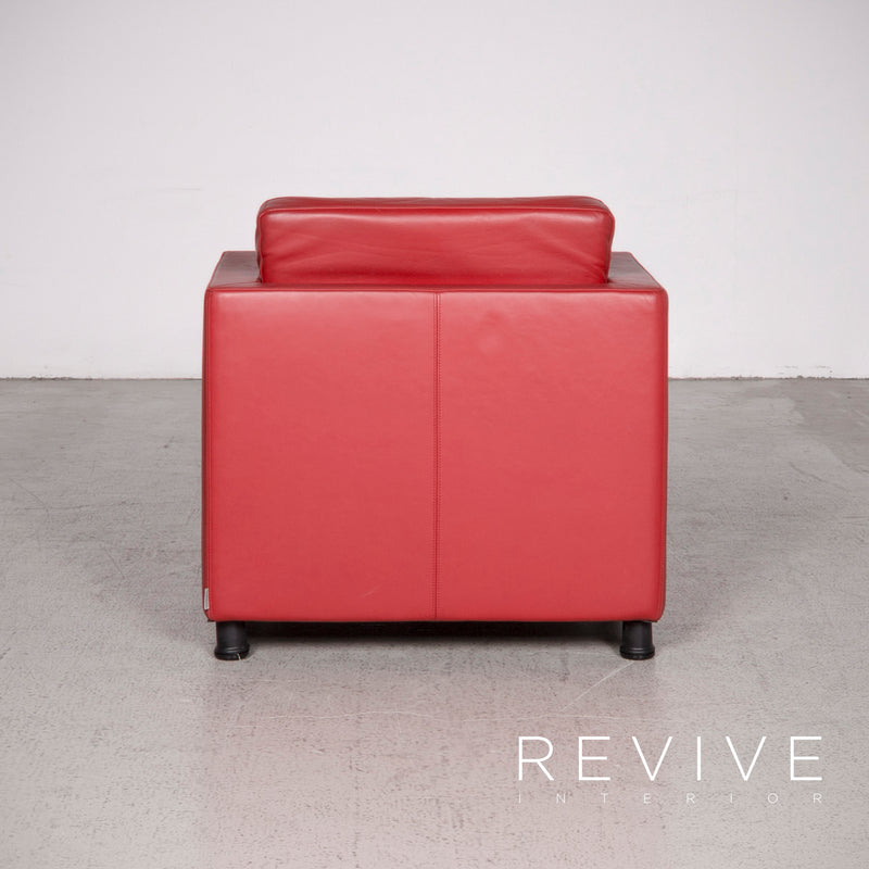 Walter Knoll Nelson Designer Leder Sessel Garnitur Rot Echtleder Stuhl 