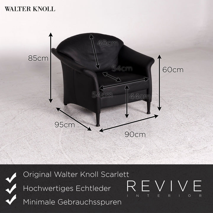 Walter Knoll Scarlett Leder Sofa Garnitur Schwarz 1x Zweisitzer 1x Sessel #9958