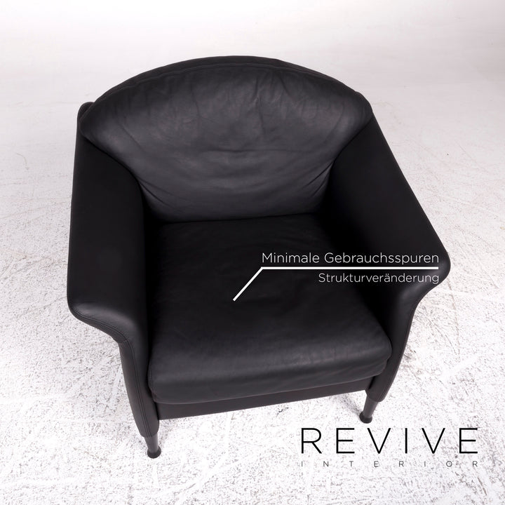 Walter Knoll Scarlett Leder Sofa Garnitur Schwarz 1x Zweisitzer 1x Sessel #9958
