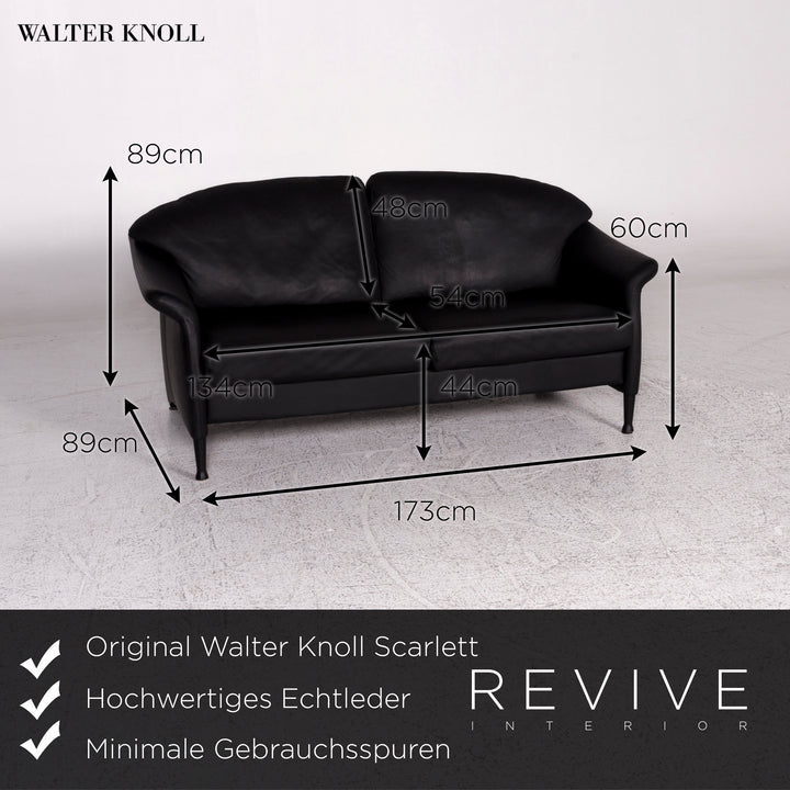 Walter Knoll Scarlett Leather Sofa Black Two Seater Couch #9872