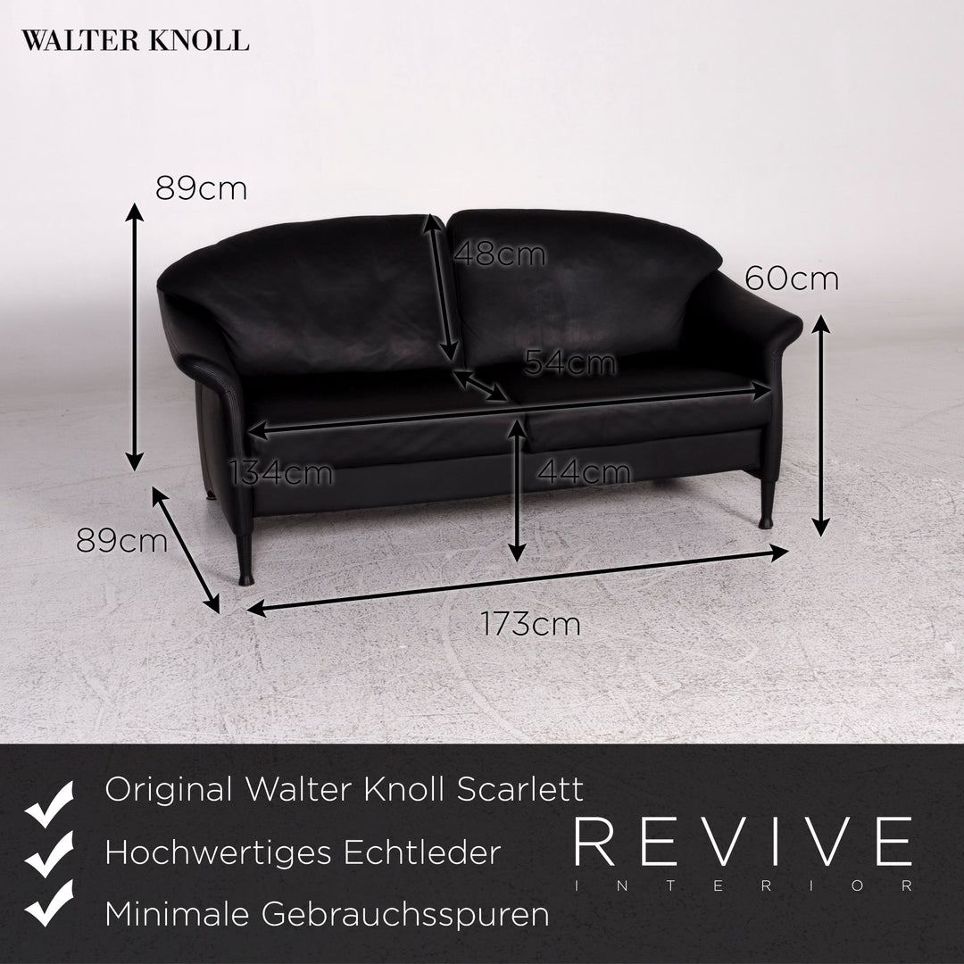 Walter Knoll Scarlett Leder Sofa Garnitur Schwarz 1x Zweisitzer 1x Sessel #9958