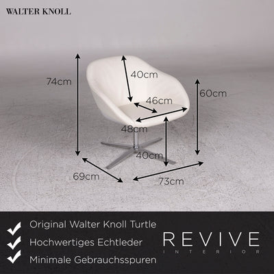 Walter Knoll Turtle Leder Sessel Cremeweiß Stuhl Drehfunktion #9846