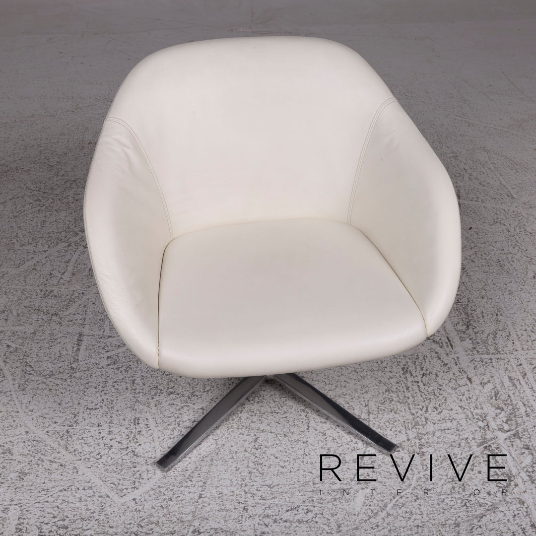 Walter Knoll Turtle Designer Leder Sessel Garnitur Weiß 8x Stühle Drehfunktion #9980