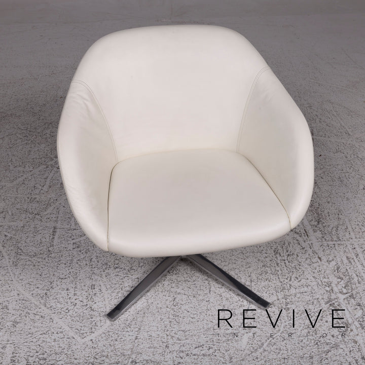 Walter Knoll Turtle Designer Leder Sessel Garnitur Weiß 8x Stühle Drehfunktion #9980