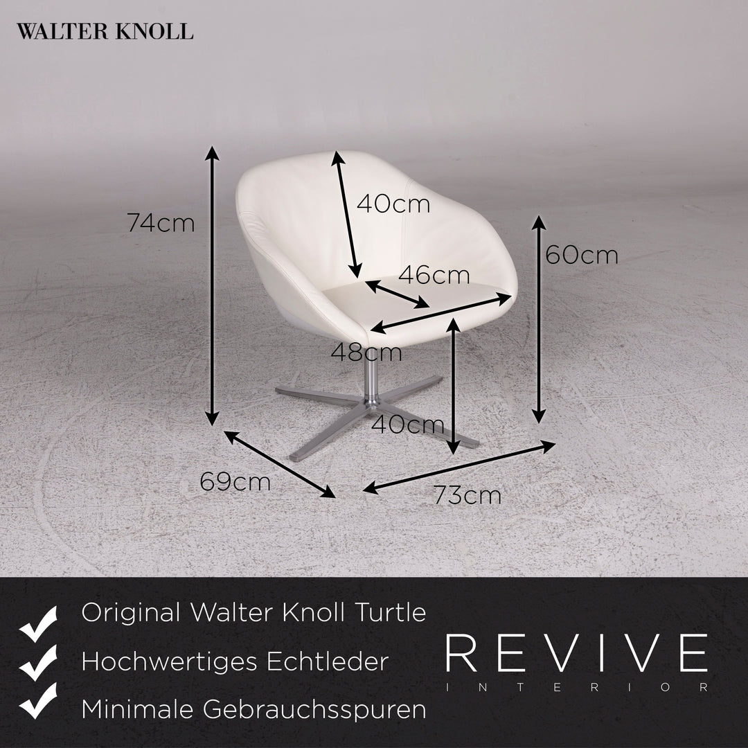 Walter Knoll Turtle Designer Leder Sessel Garnitur Weiß 8x Stühle Drehfunktion #9980
