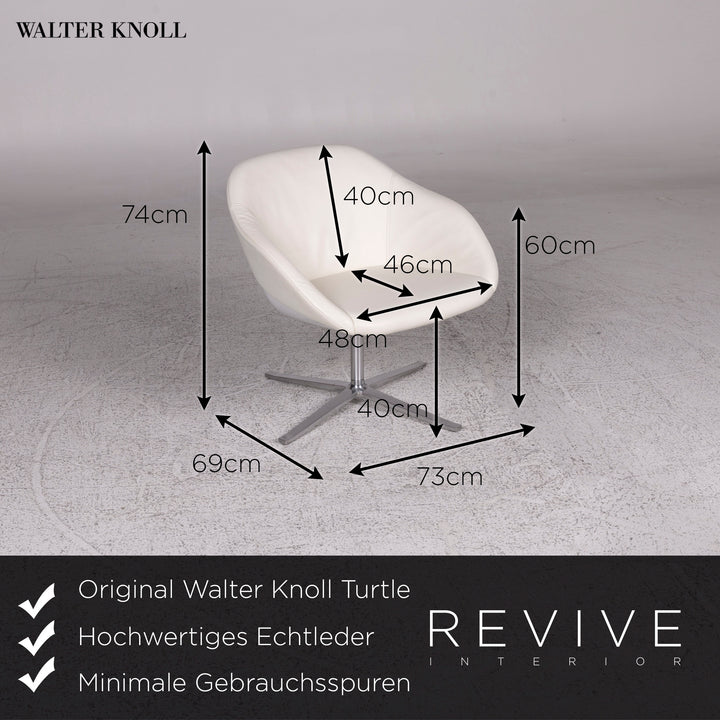 Walter Knoll Turtle Designer Leder Sessel Garnitur Weiß 8x Stühle Drehfunktion #9980