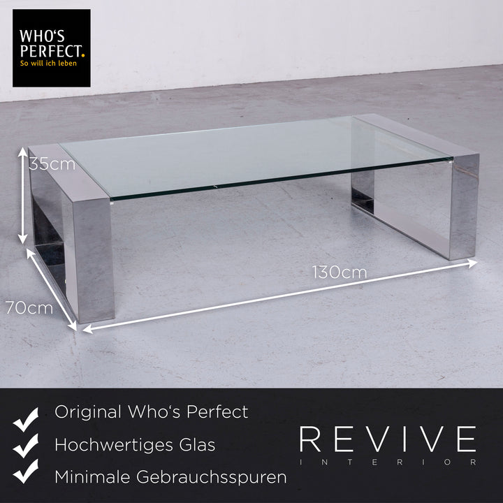 Who's Perfect Designer Glas Tisch Silver Glastisch Couchtisch #6982