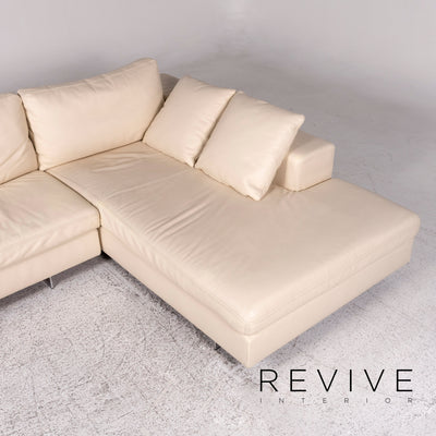 Who's Perfect Leder Ecksofa Creme Sofa Couch #9837