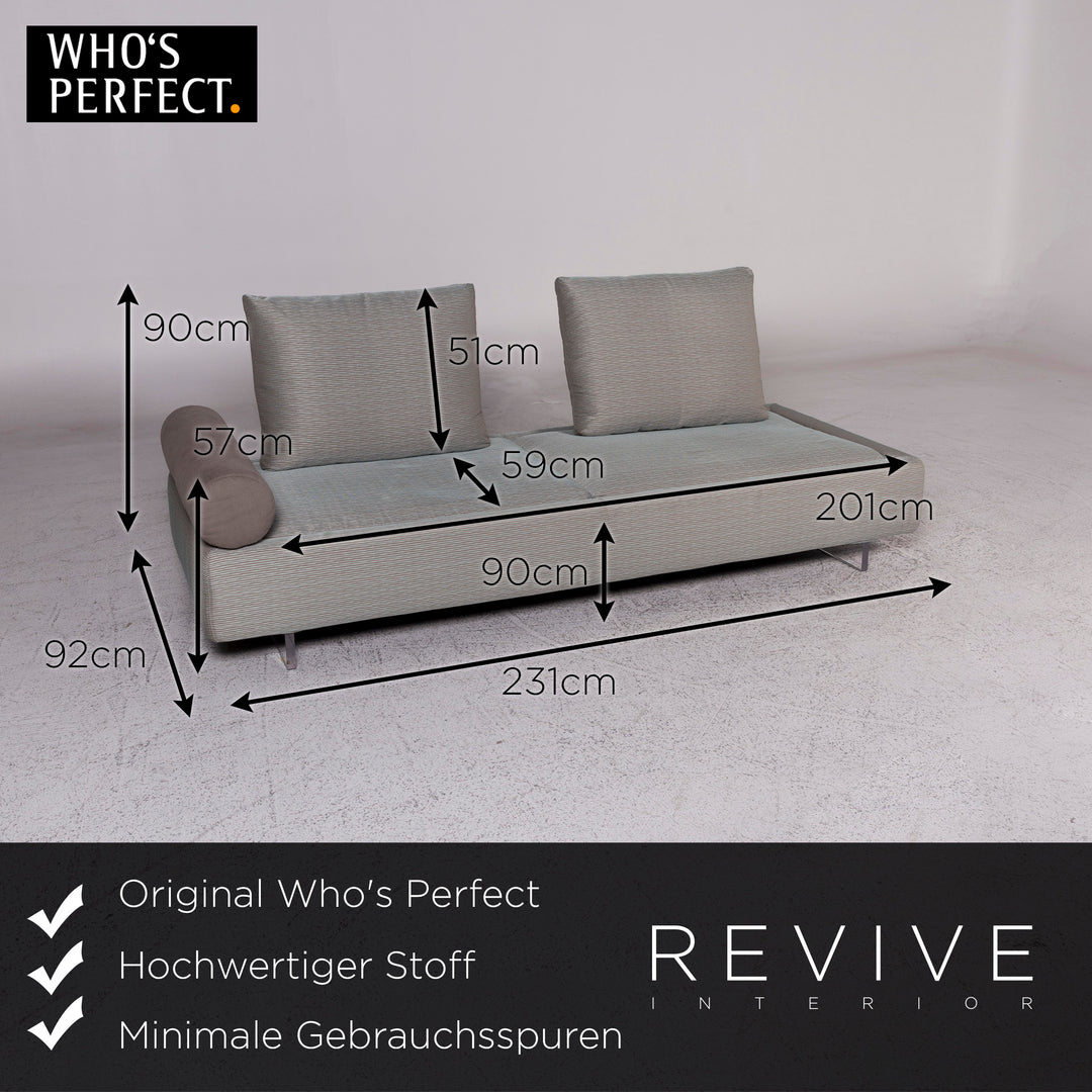 Who's Perfect Stoff Sofa Mint Grau Zweisitzer Schlafsofa Funktion Couch #9798