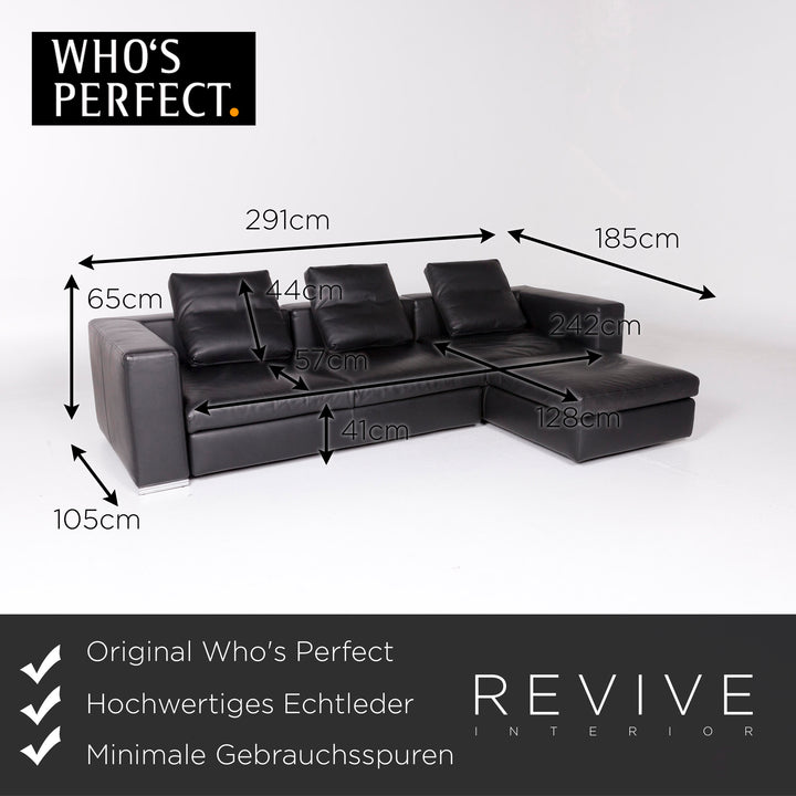 Who's Perfect Leder Ecksofa Schwarz Sofa Funktion Couch #10541