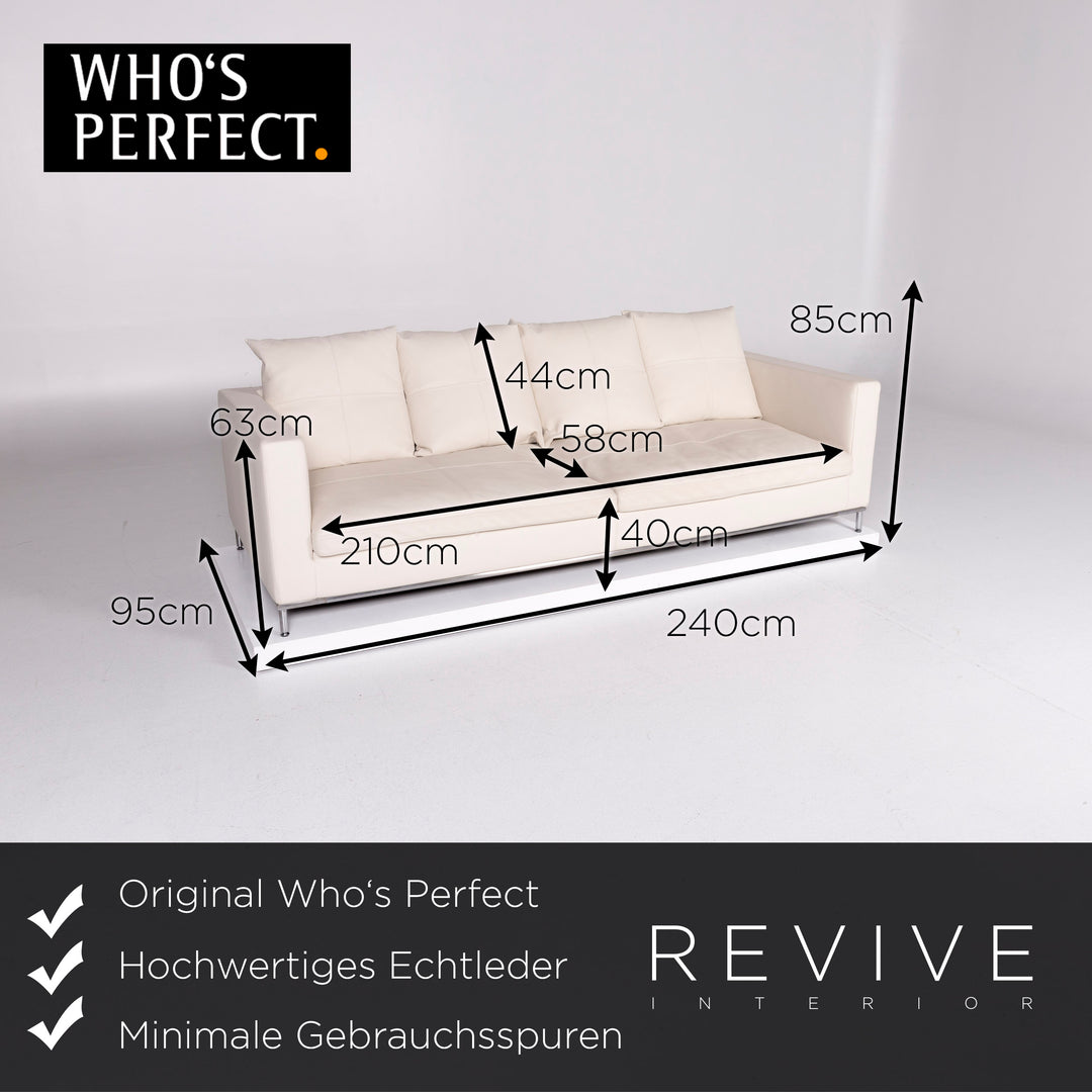 Who's Perfect Leder Sofa Creme Dreisitzer #10585