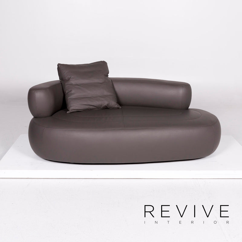 LNC Nappalin Leder Sofa Grau Dreisitzer Couch 
