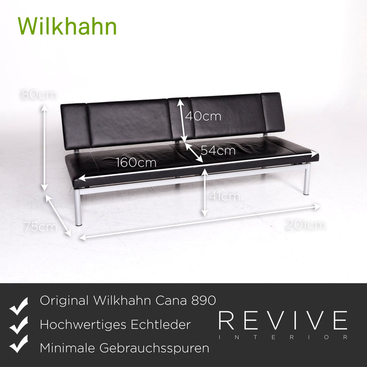 Wilkhahn Cana 890 designer leather sofa set black two-seater function couch #8939