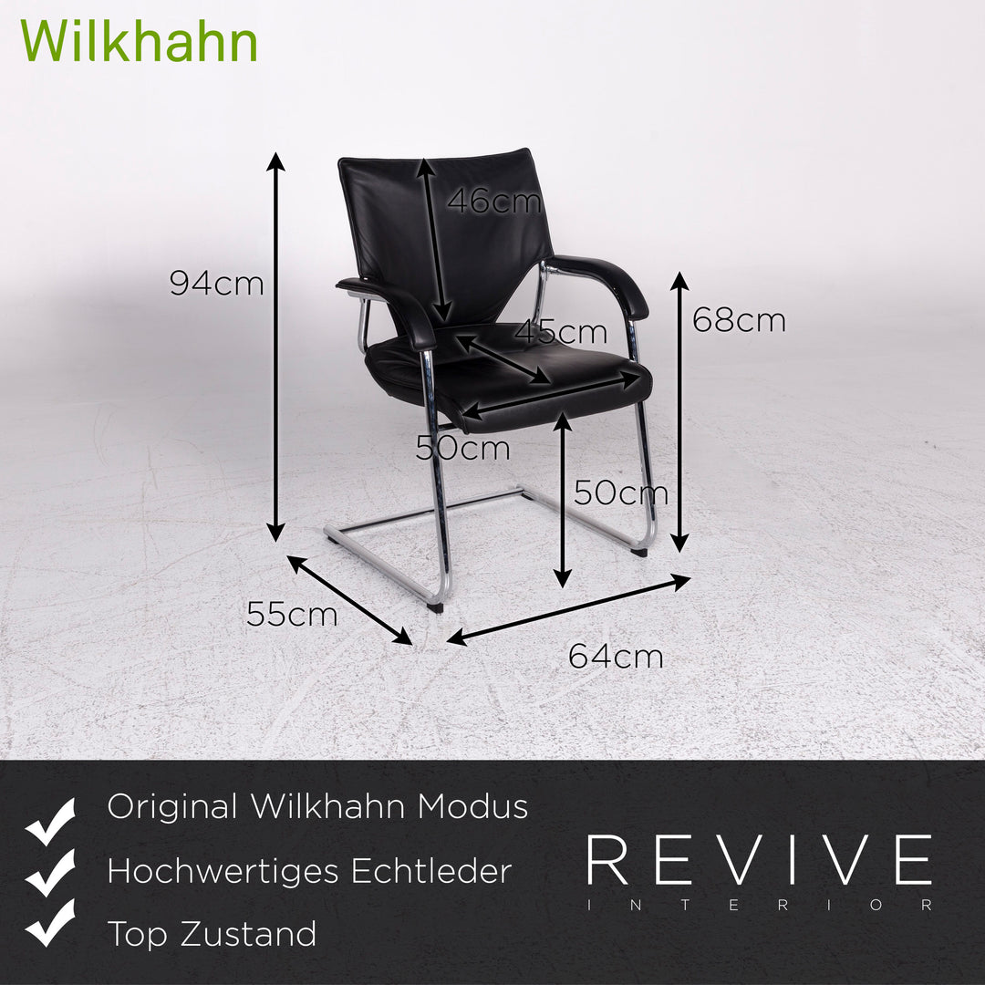Wilkhahn Modus Leder Sessel Schwarz Stuhl #9345