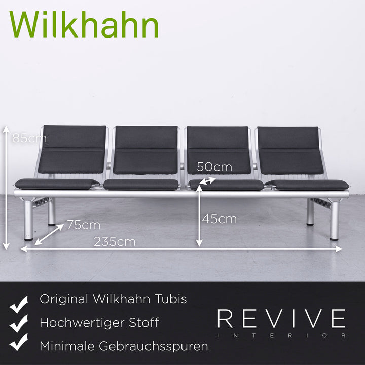 Wilkhahn Tubis Designer Stoff Wartebank Sitzbank Garnitur Anthrazit Viersitzer Wartebereich Sofa Bank #6773