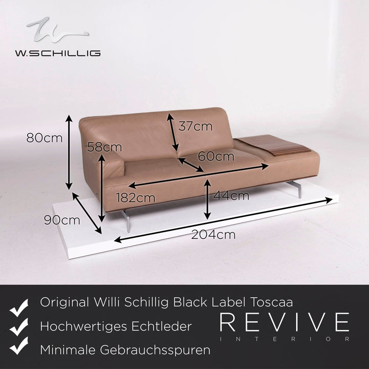 Willi Schillig Black Label Toscaa Leder Sofa Garnitur Beige Zweisitzer Couch Hocker #11801
