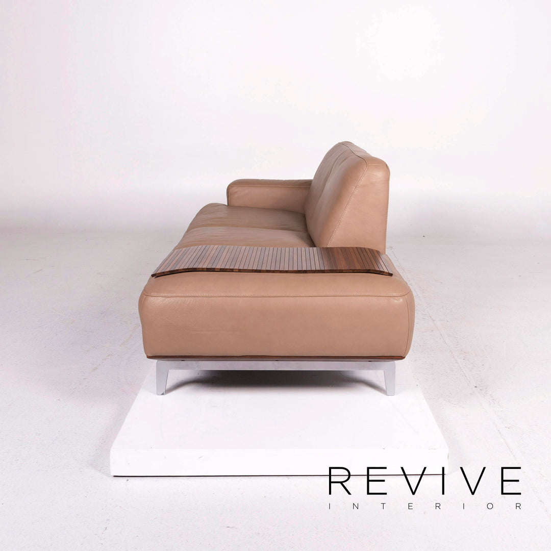 Willi Schillig Black Label Toscaa Leather Sofa Set Beige Two Seater Couch Stool #11801