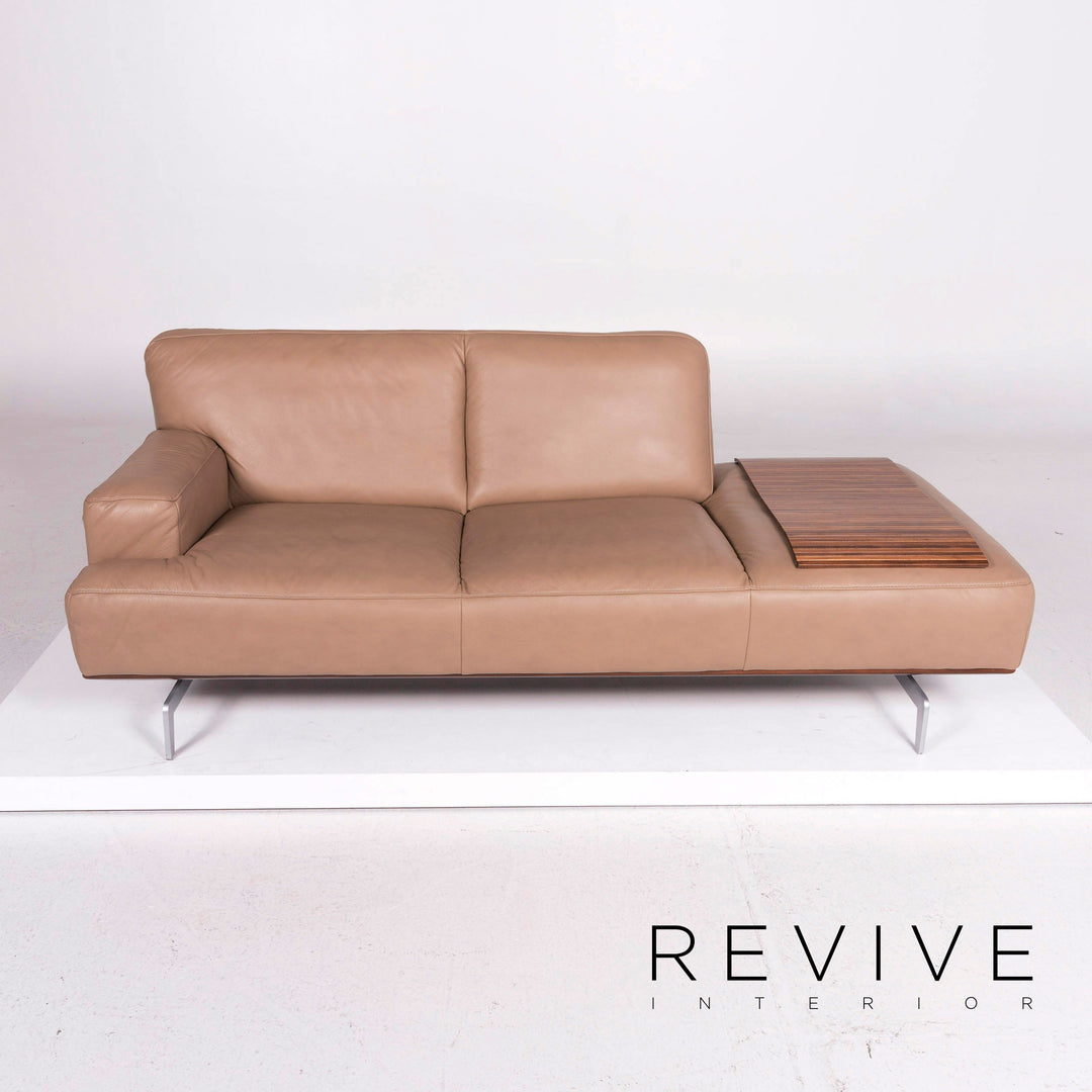 Willi Schillig Black Label Toscaa Leather Sofa Set Beige Two Seater Couch Stool #11801