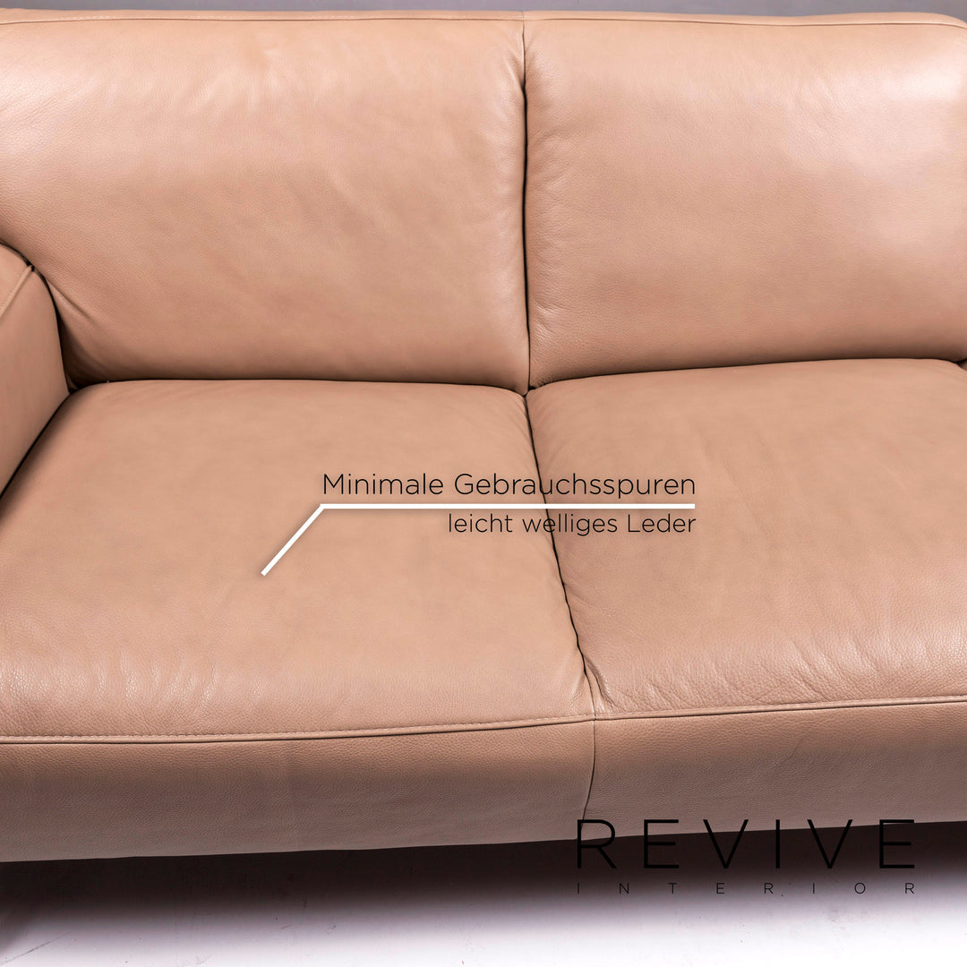 Willi Schillig Black Label Toscaa Leder Sofa Beige Zweisitzer Couch #11523