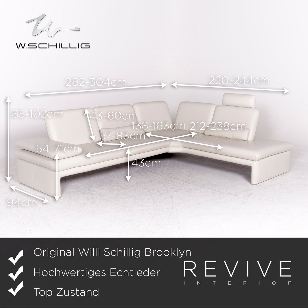 Willi Schillig Brooklyn designer leather corner sofa stool set real leather sofa couch #8831