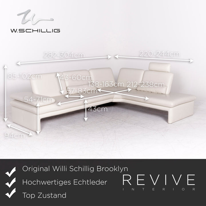 Willi Schillig Brooklyn designer leather corner sofa stool set real leather sofa couch #8831