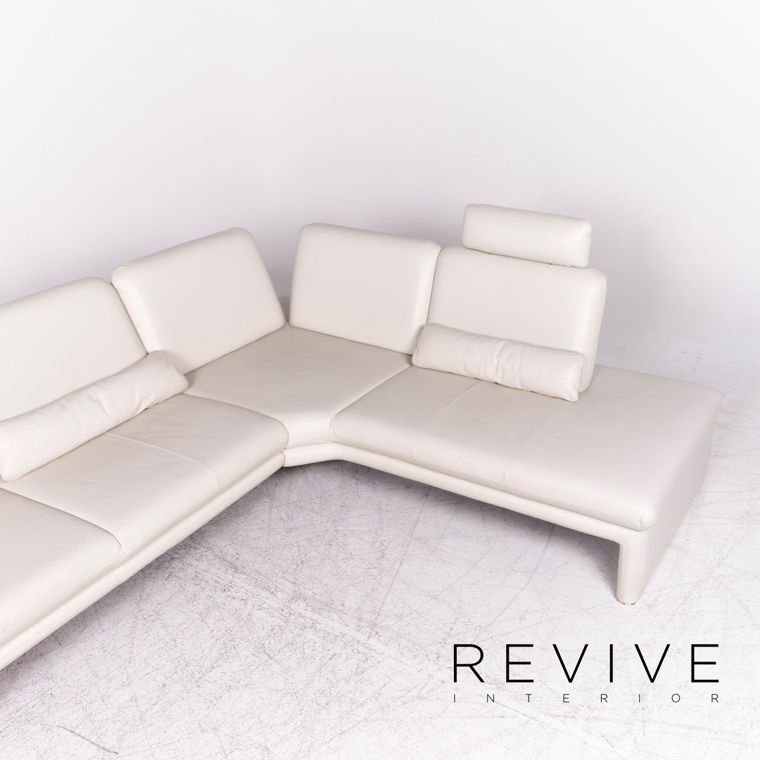 Willi Schillig Brooklyn designer leather corner sofa stool set real leather sofa couch #8831