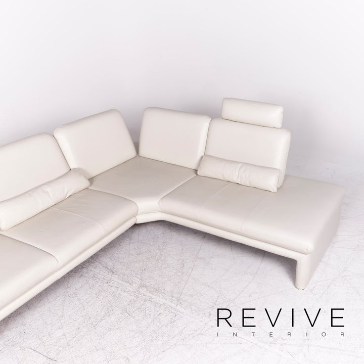 Willi Schillig Brooklyn designer leather corner sofa stool set real leather sofa couch #8831