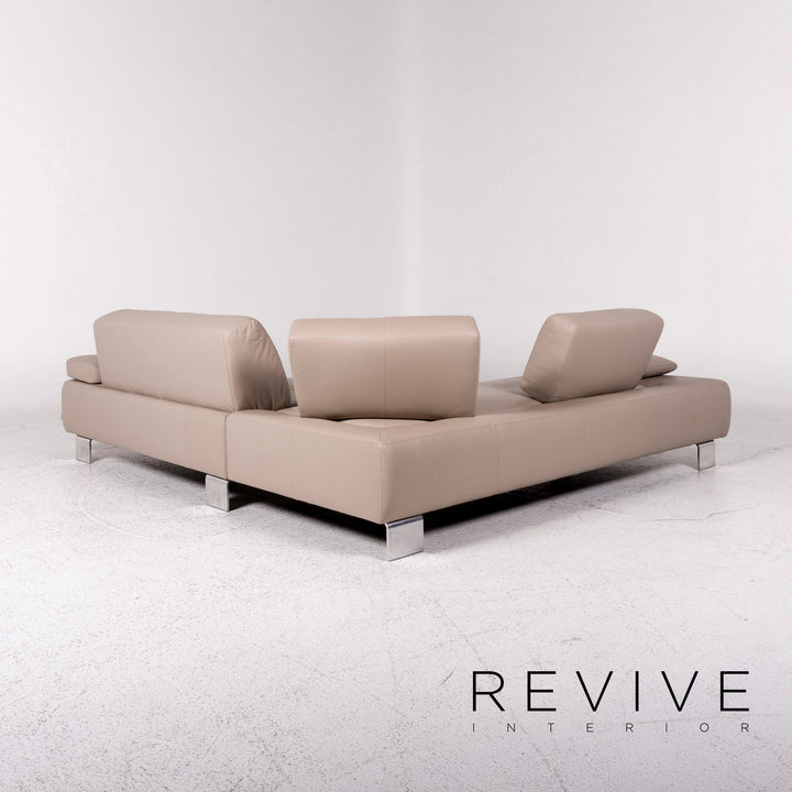 Willi Schillig leather corner sofa beige sofa function couch #9981