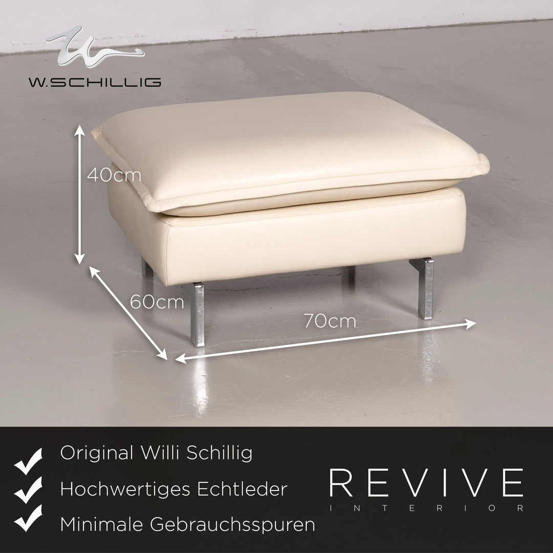 Willi Schillig leather stool cream genuine leather #7234
