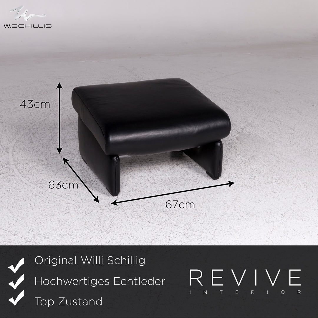 Willi Schillig designer leather sofa set black 1x three-seater 1x two-seater 1x armchair #9757
