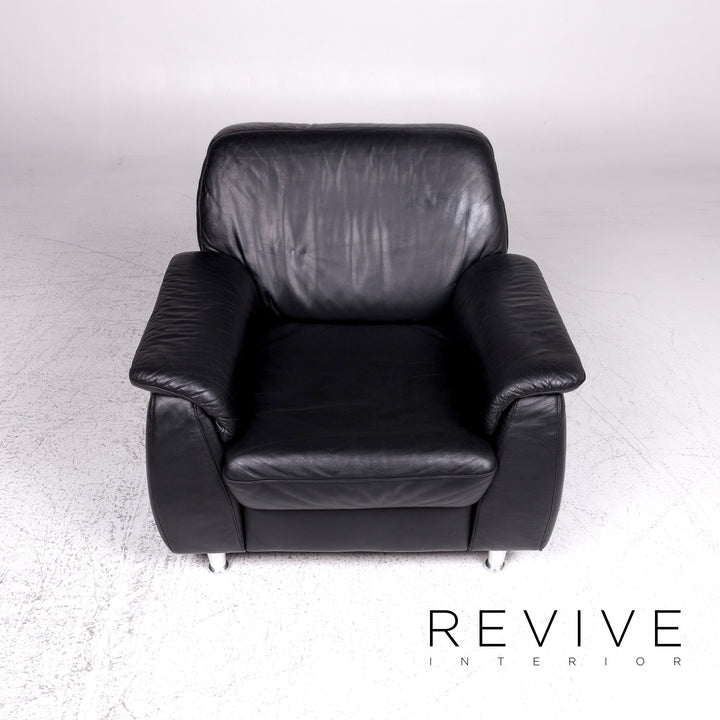 Willi Schillig designer armchair set black 1x armchair 1x stool #9422