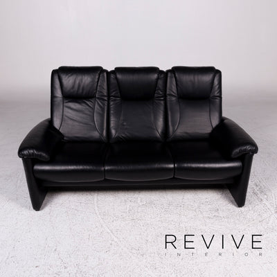 Willi Schillig Leder Sofa Schwarz Dreisitzer Couch #9690